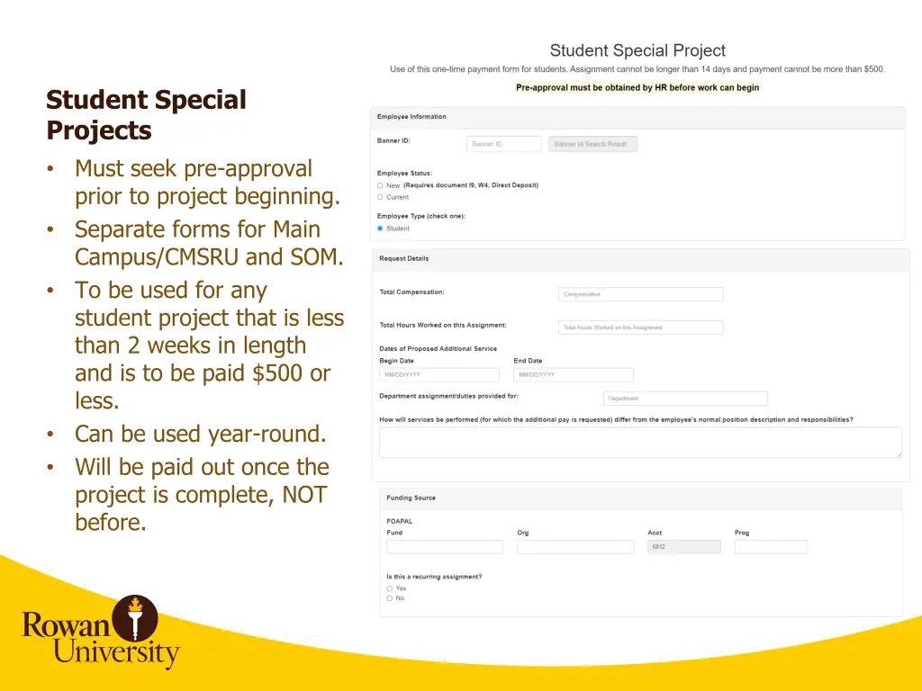 student special projects must seek pre approval