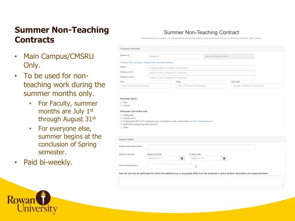 summer non teaching contracts