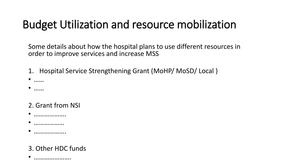 budget utilization and resource mobilization