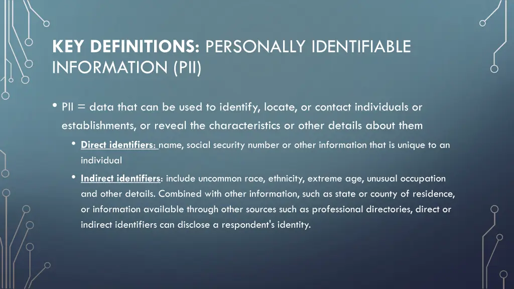 key definitions personally identifiable