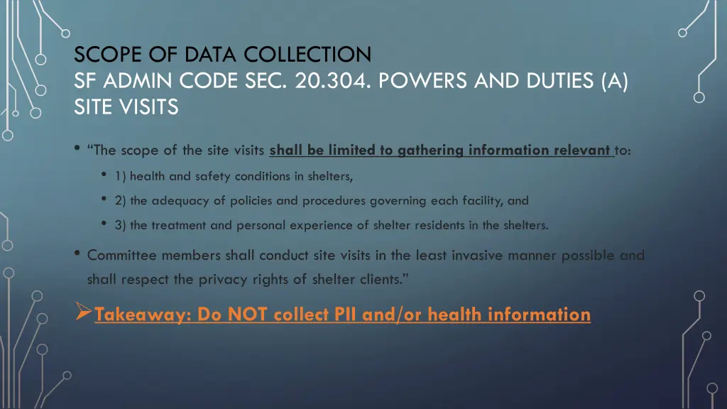 scope of data collection sf admin code 1