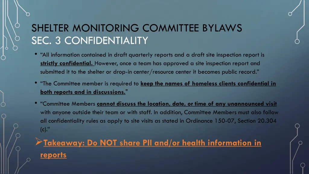 shelter monitoring committee bylaws