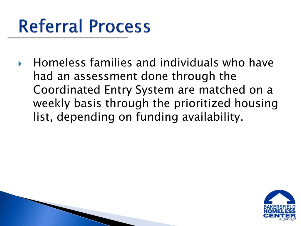 homeless families and individuals who have