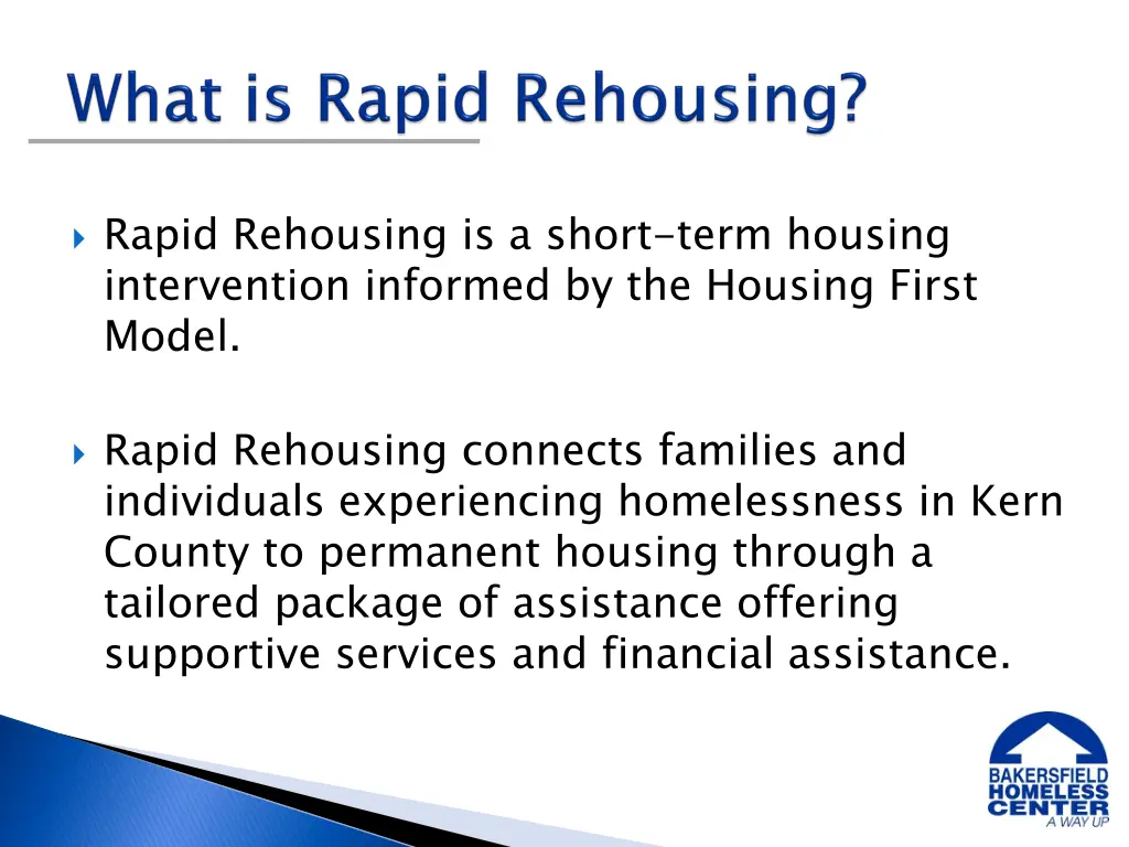 rapid rehousing is a short term housing