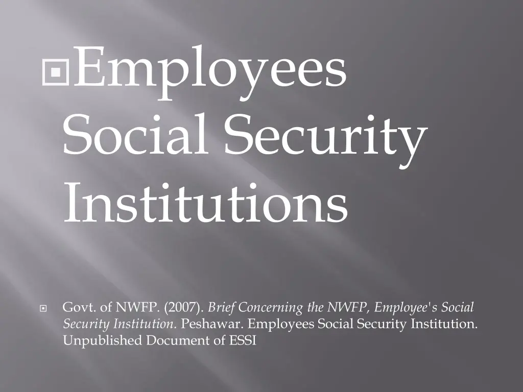 employees social security institutions