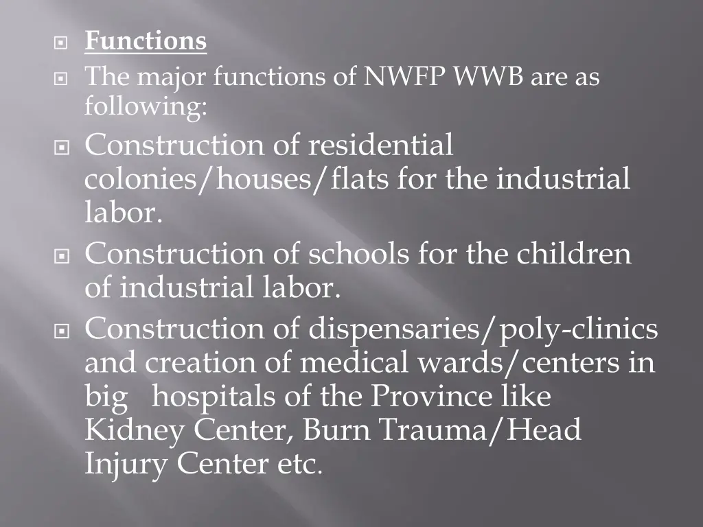 functions the major functions of nwfp