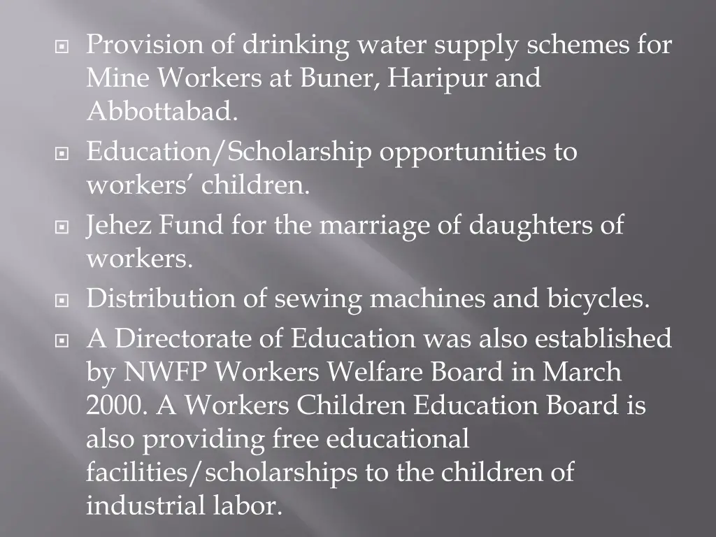 provision of drinking water supply schemes