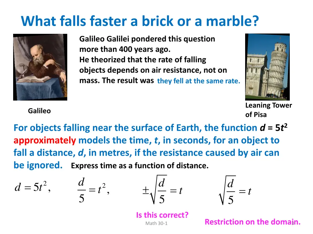 what falls faster a brick or a marble