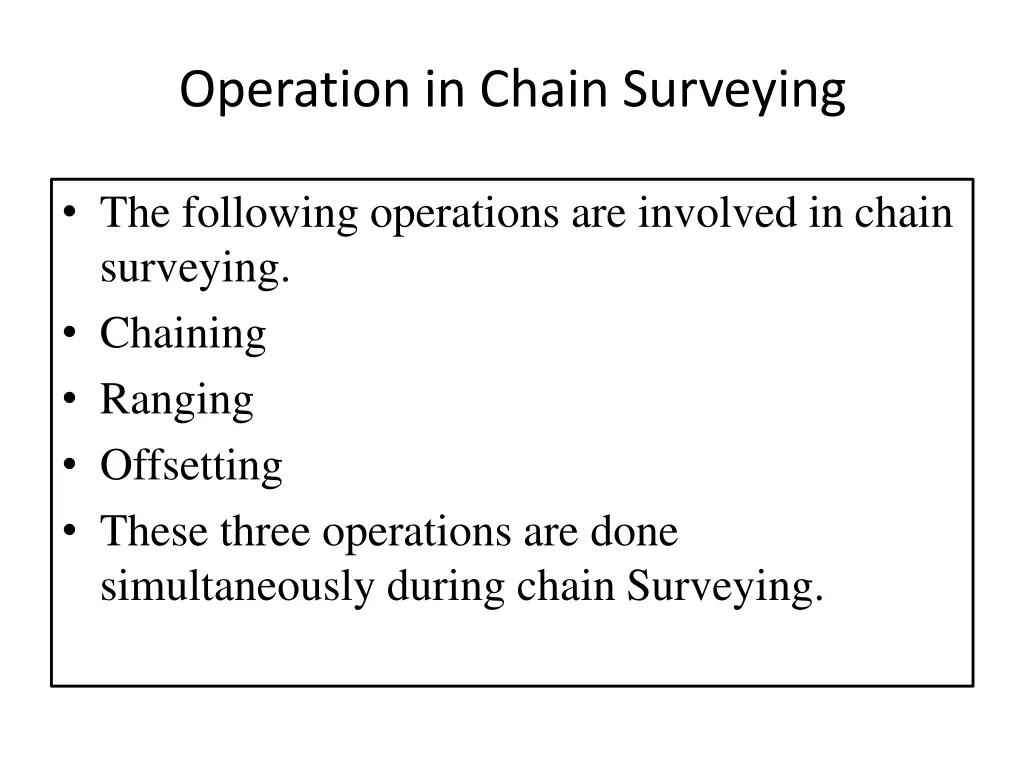 operation in chain surveying