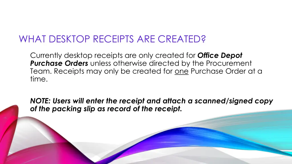 what desktop receipts are created