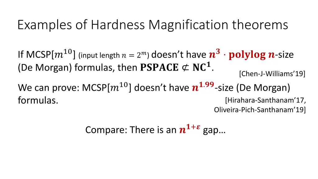 examples of hardness magnification theorems 1