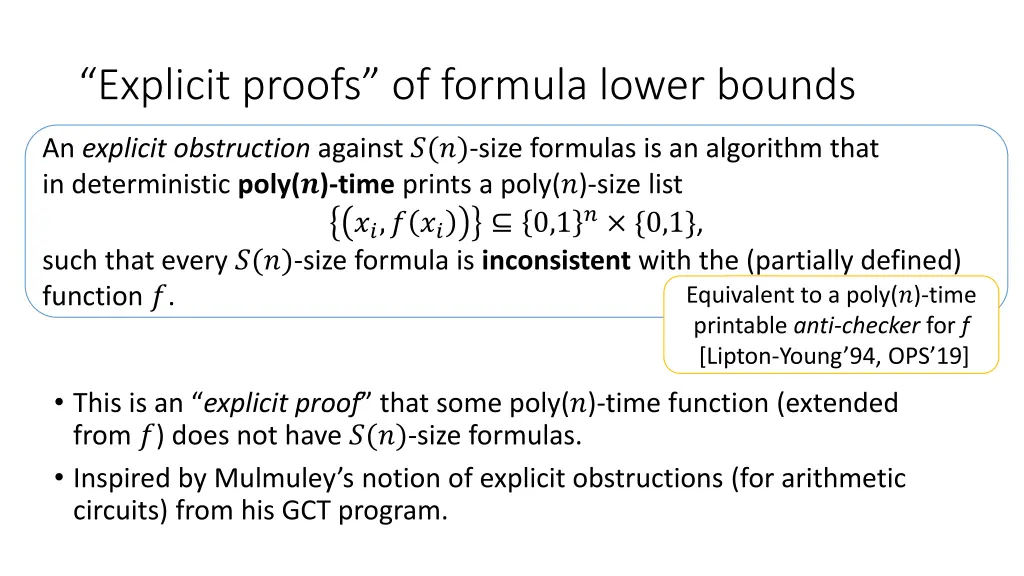 explicit proofs of formula lower bounds