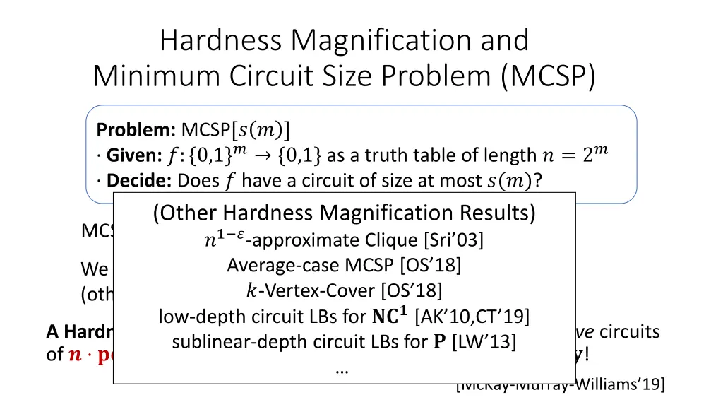 hardness magnification and minimum circuit size