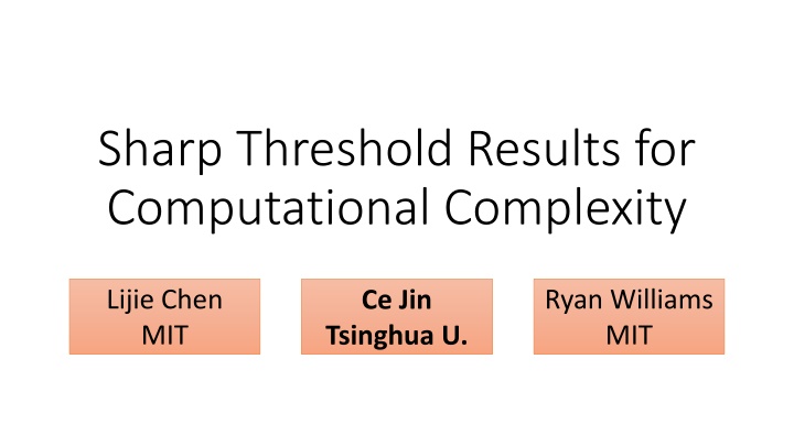 sharp threshold results for computational