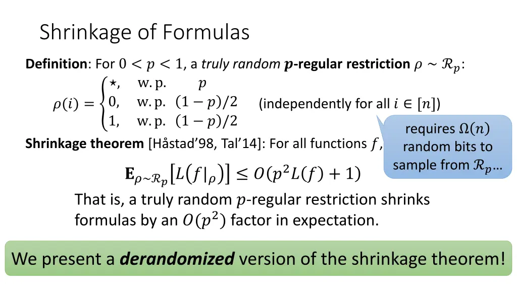 shrinkage of formulas