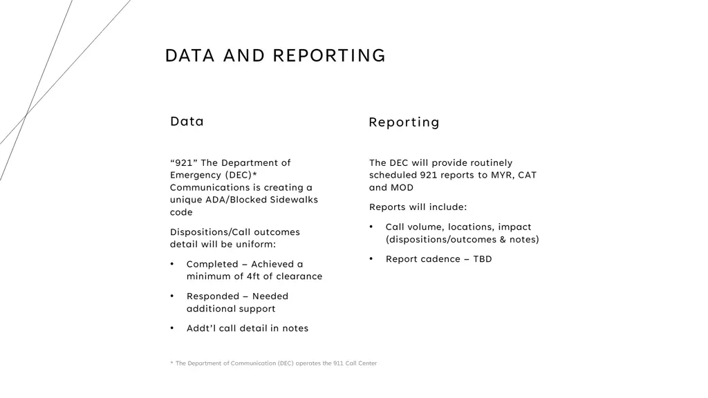 data and reporting