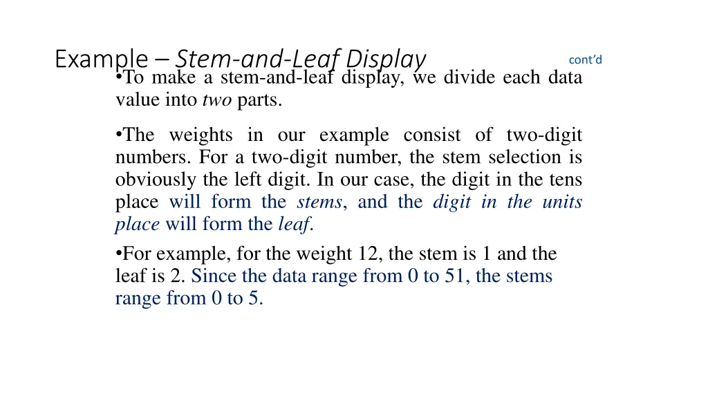 example stem and leaf display to make a stem