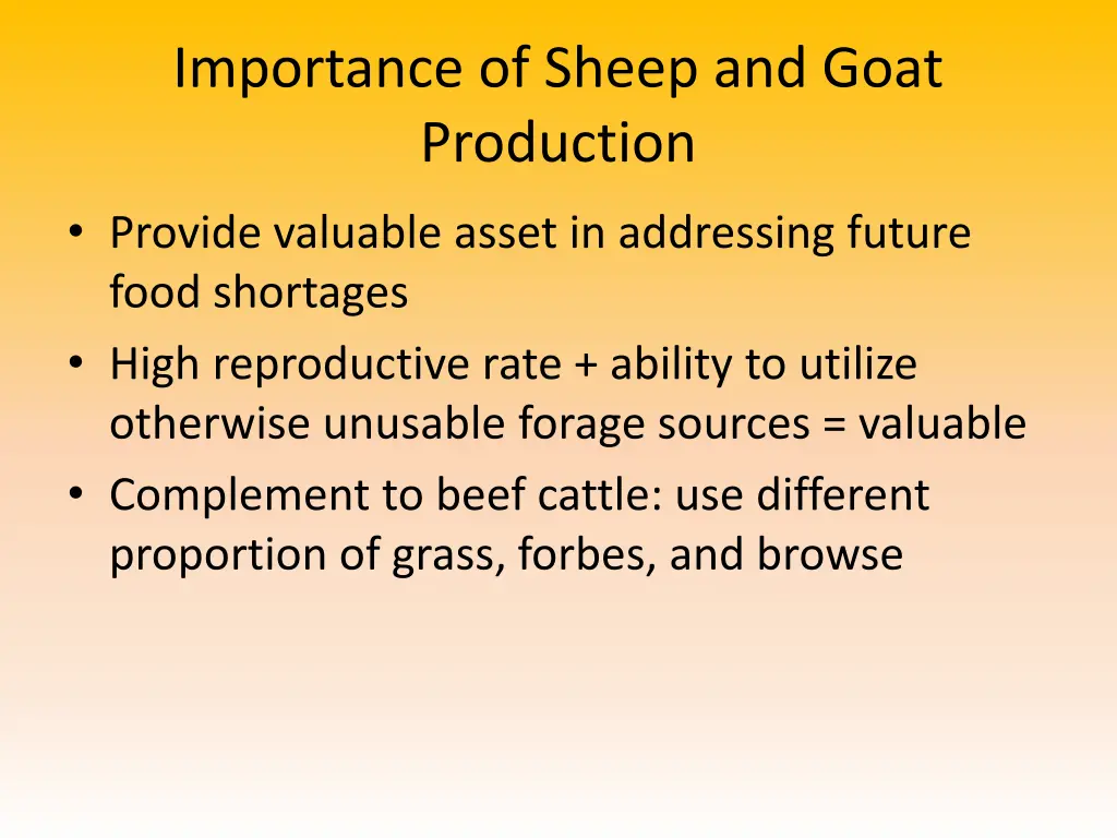 importance of sheep and goat production