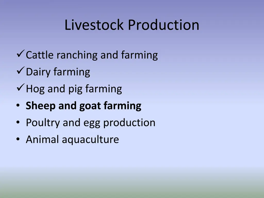 livestock production