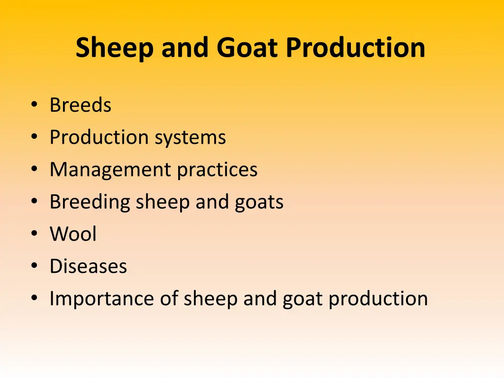 sheep and goat production