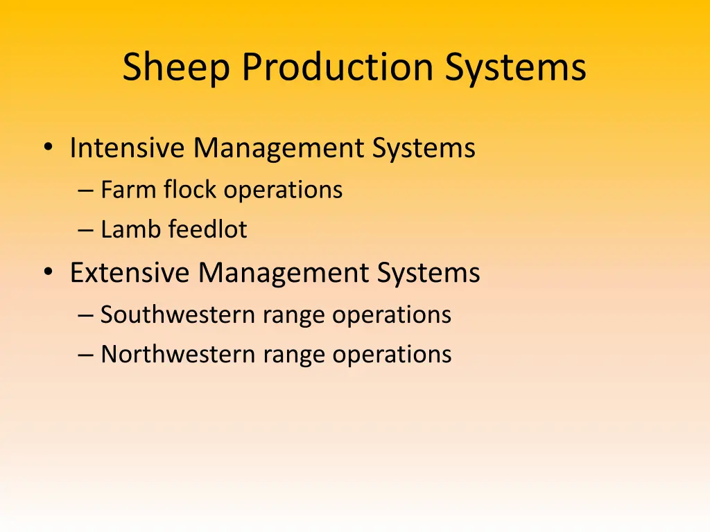 sheep production systems