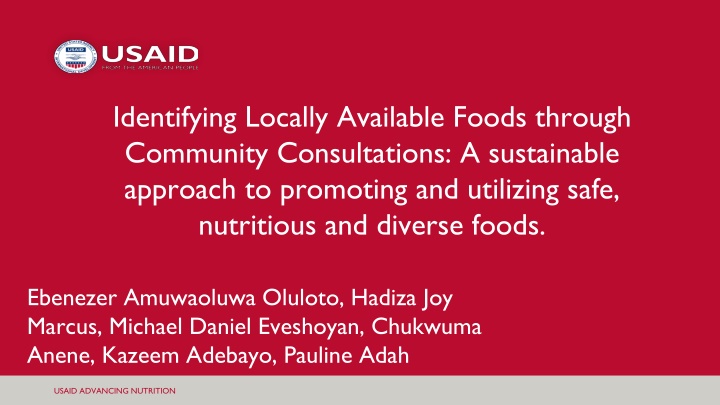 identifying locally available foods through