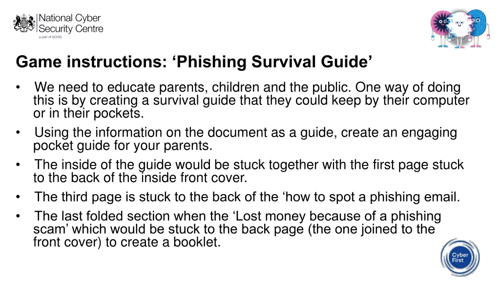 game instructions phishing survival guide