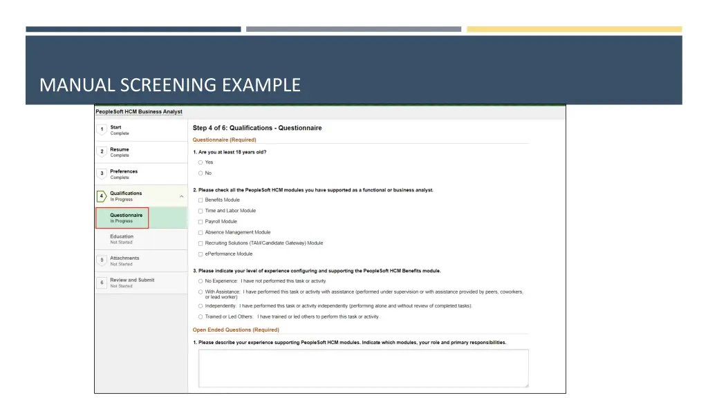 manual screening example