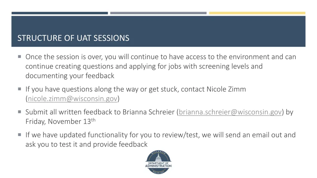 structure of uat sessions