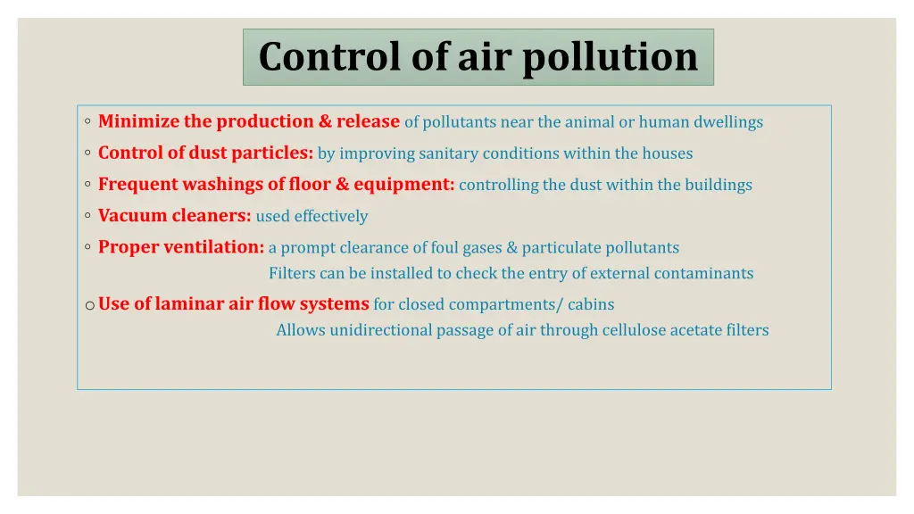 control of air pollution