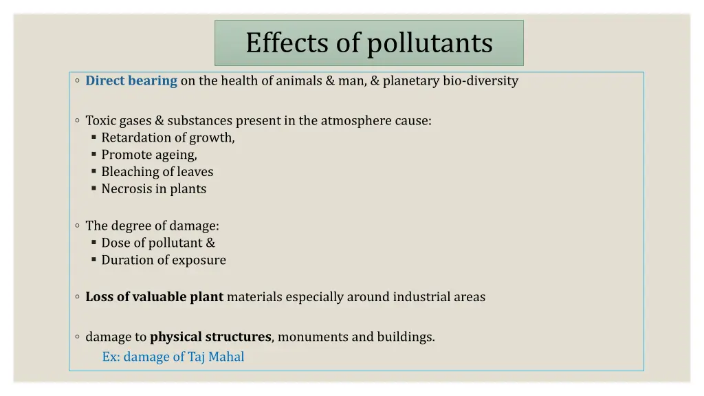 effects of pollutants