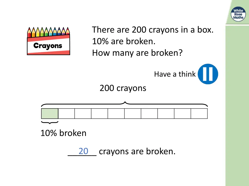 there are 200 crayons in a box 10 are broken