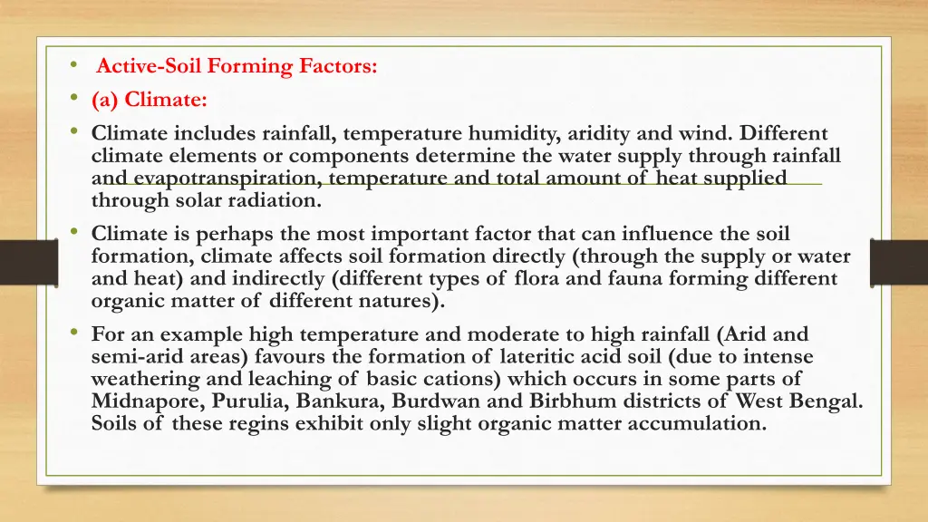 active soil forming factors a climate climate