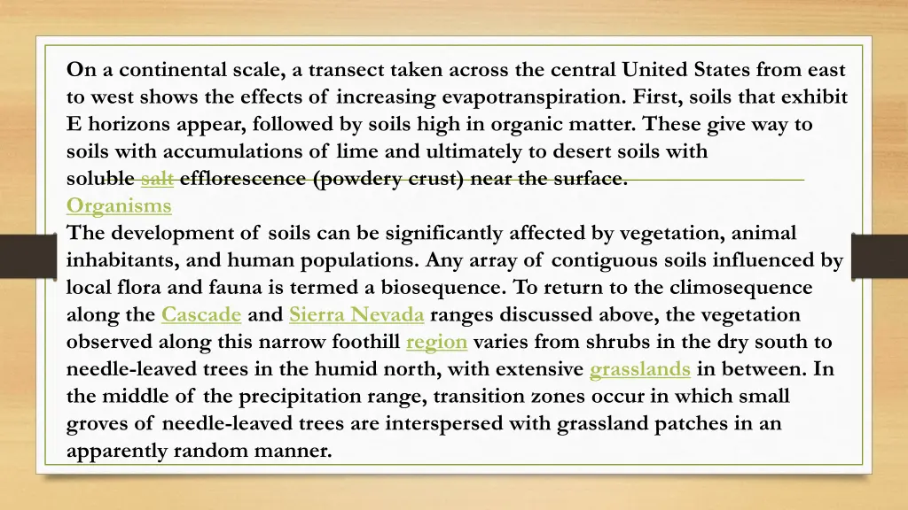 on a continental scale a transect taken across