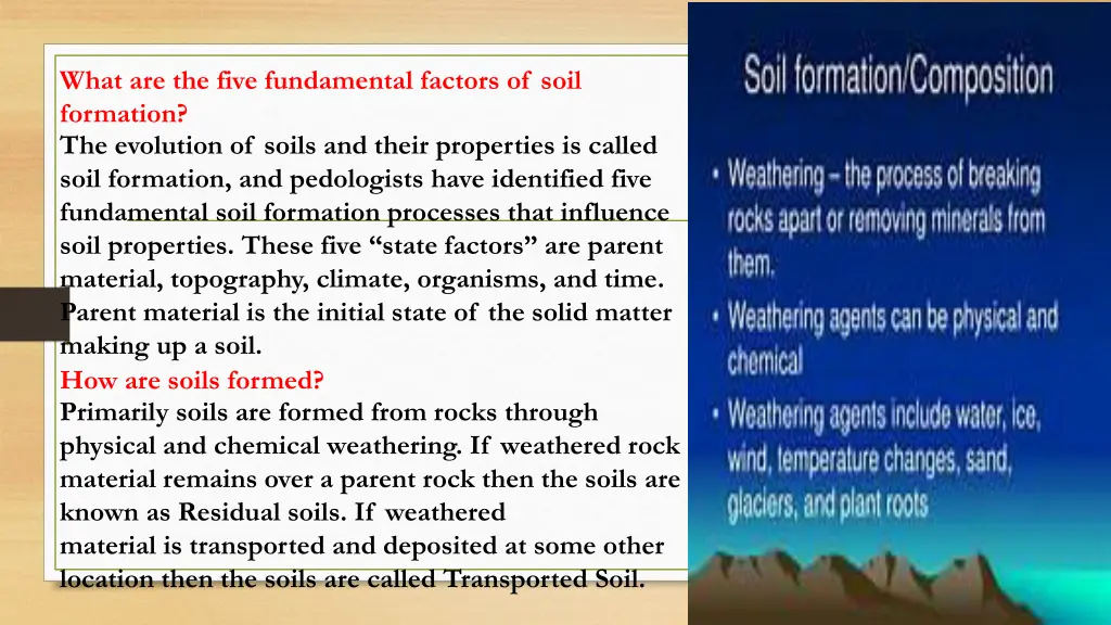 what are the five fundamental factors of soil