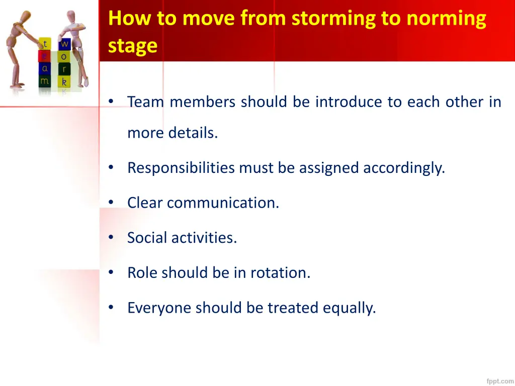 how to move from storming to norming stage