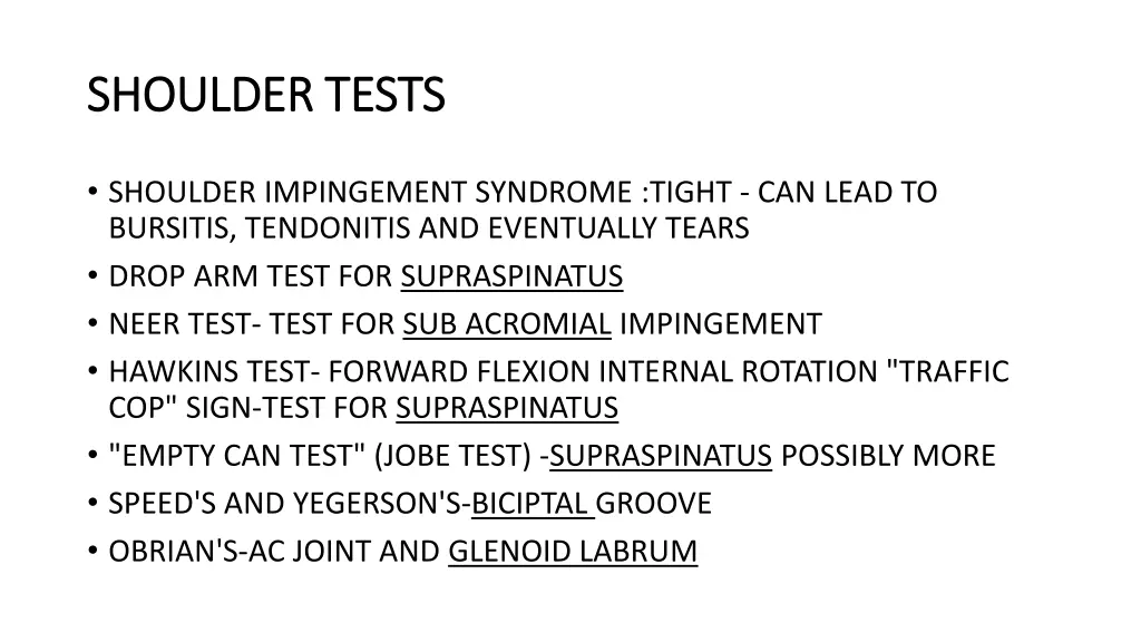 shoulder tests shoulder tests