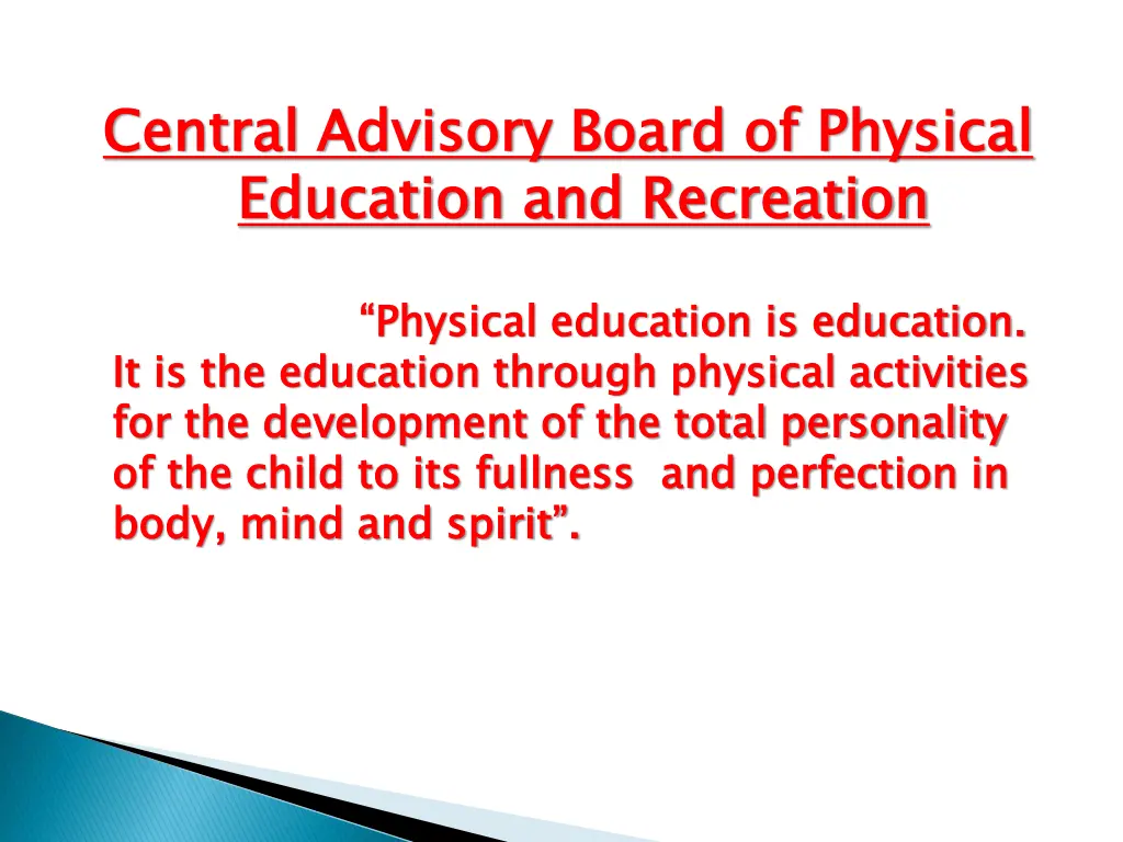 central advisory board of physical education