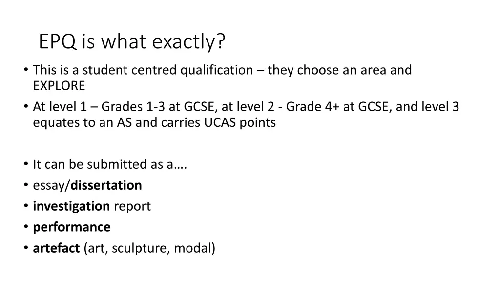 epq is what exactly this is a student centred