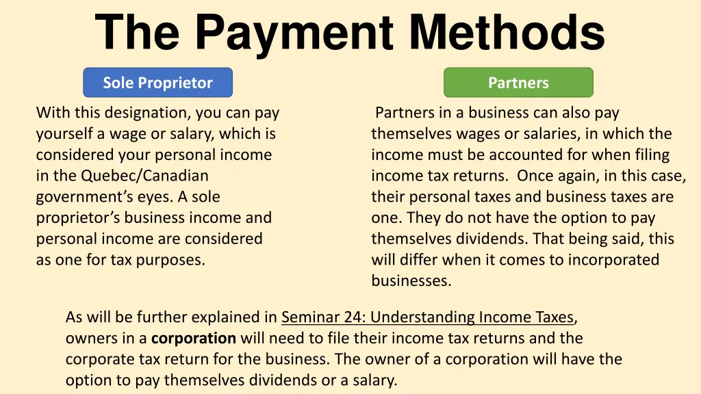 the payment methods