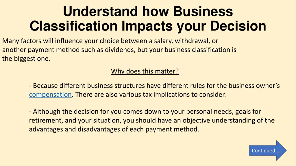 understand how business classification impacts