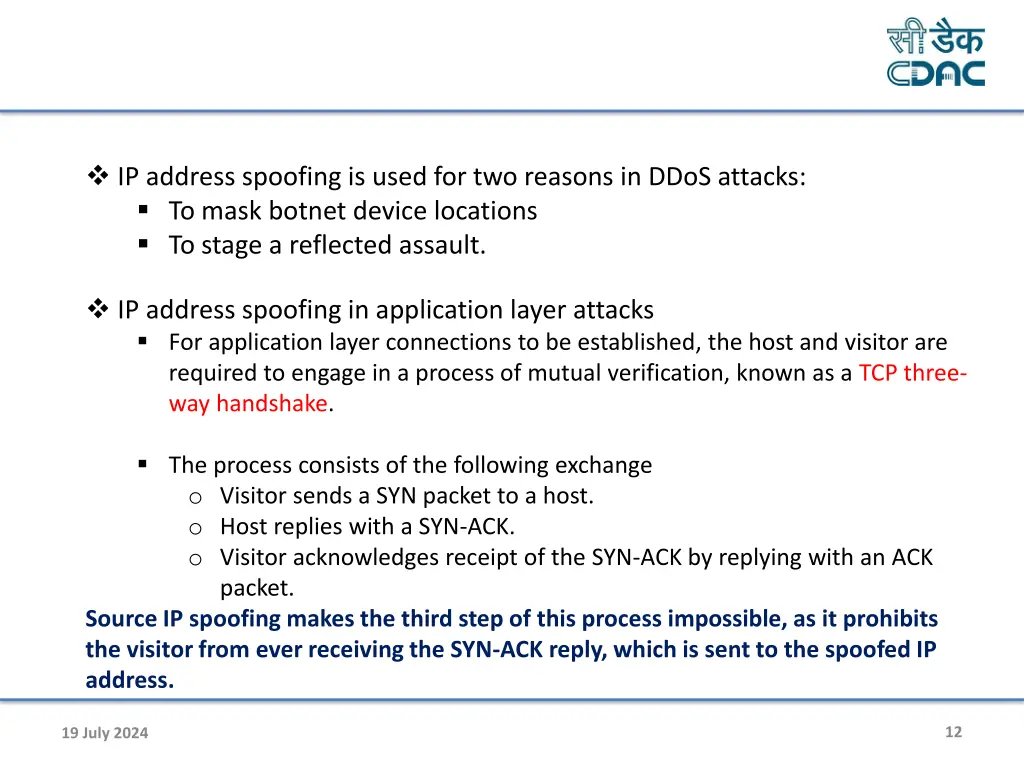 ip address spoofing is used for two reasons