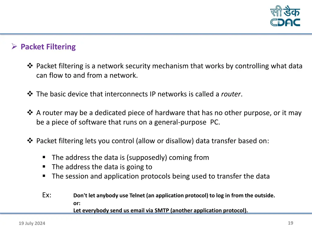 packet filtering