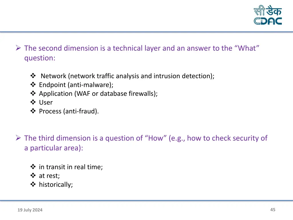 the second dimension is a technical layer