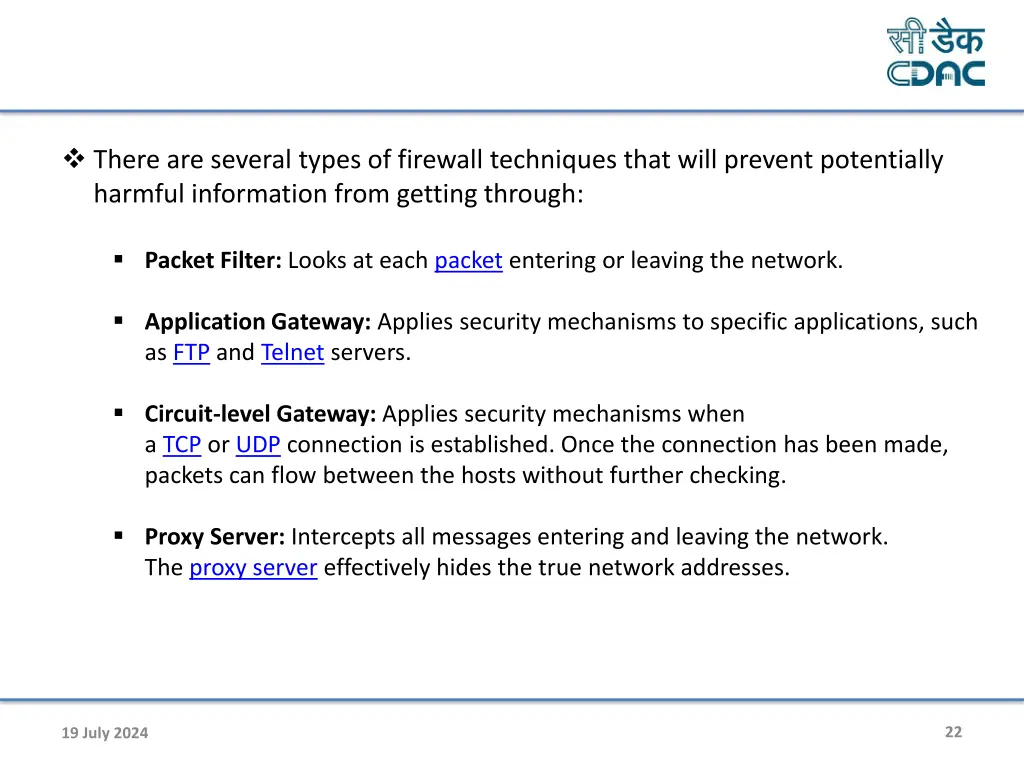 there are several types of firewall techniques