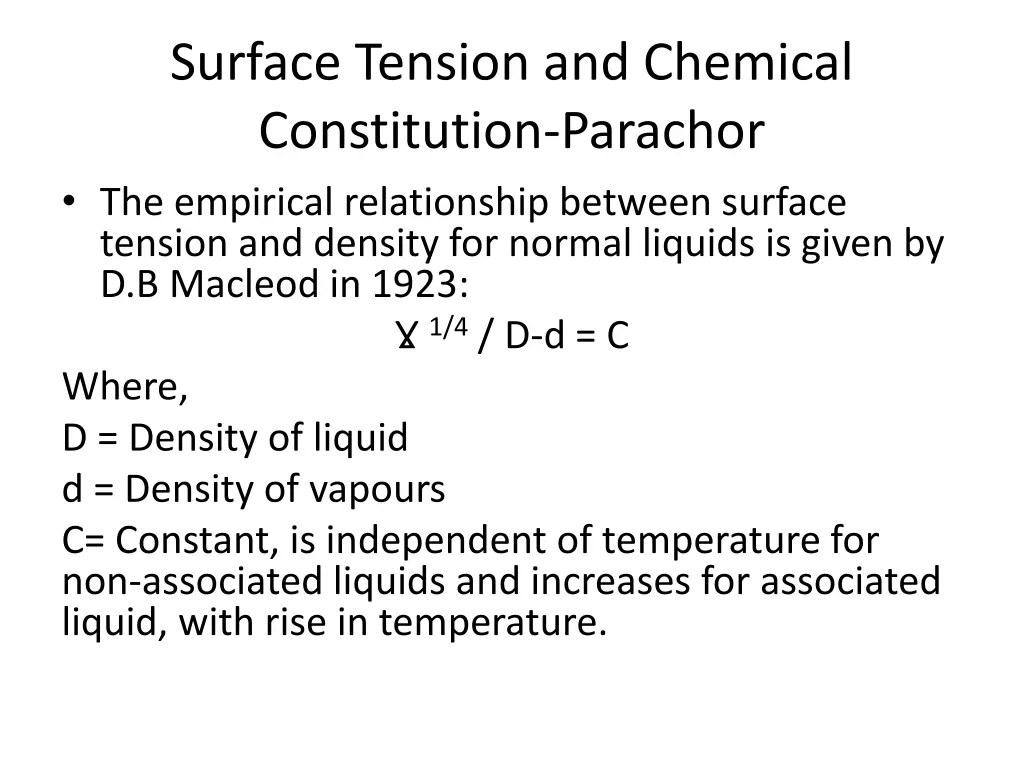 surface tension and chemical constitution