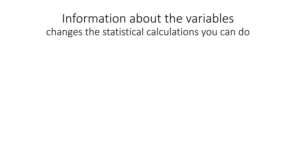 information about the variables changes