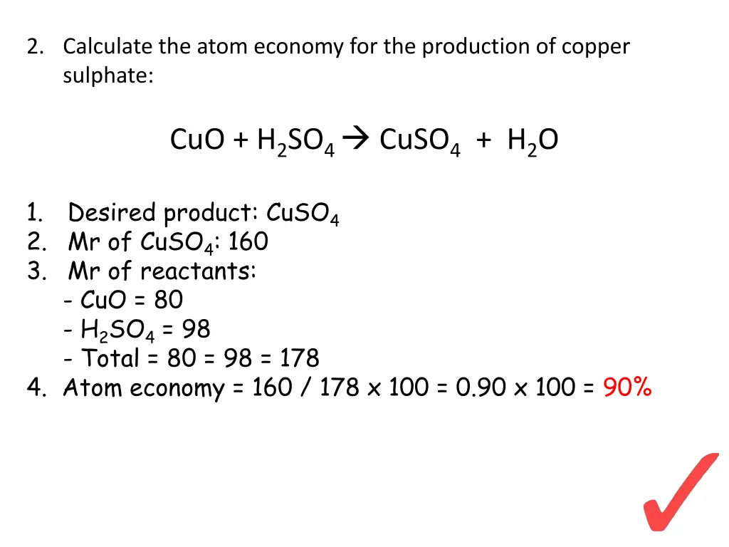 2 calculate the atom economy for the production