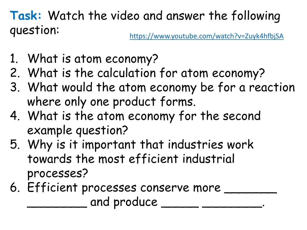 task watch the video and answer the following