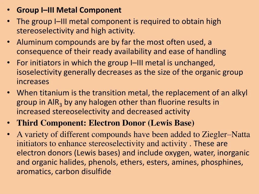 group i iii metal component the group i iii metal